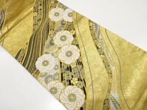 波に捻じり花模様織り出し　振袖用袋帯